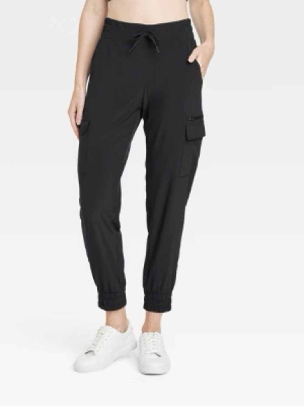 All In Motion Black Cargo Jogger Pants - Lightweight Drawstring Waist